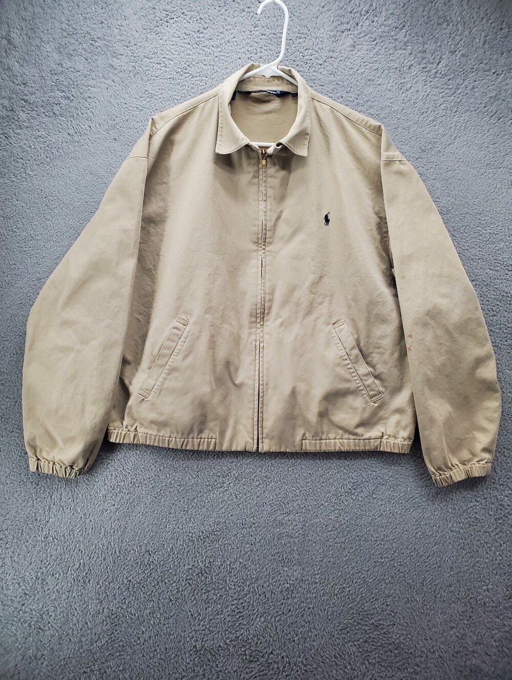 Vintage Polo Ralph Lauren Bomber Jacket Mens Large Tan Harrington
